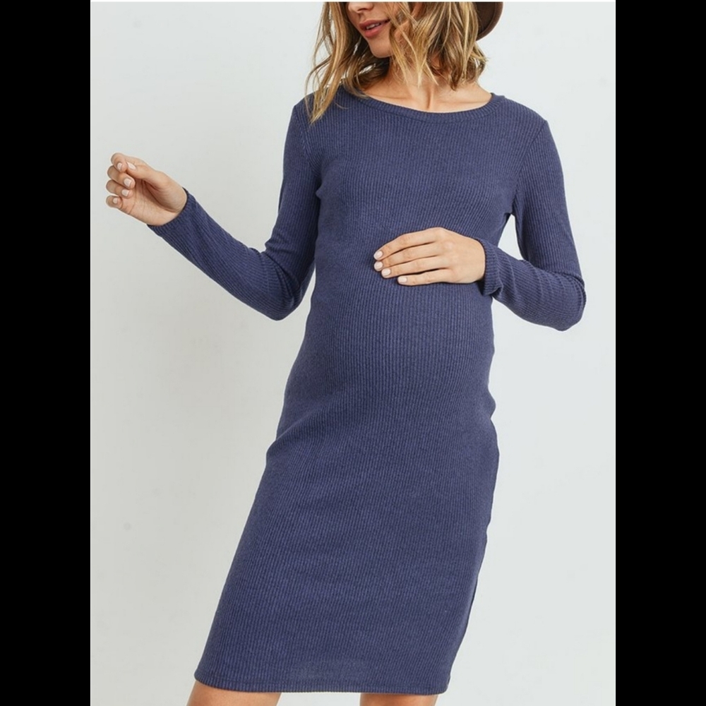 New Maternity Navy Sweater Midi Dress